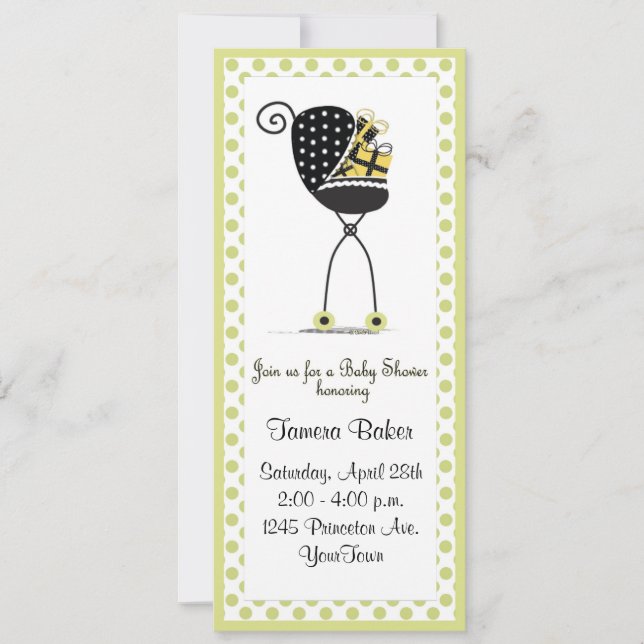 Invitación Baby Shower Stroller (Anverso)