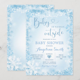 Invitación Baby Shower suave azul blanco para invi