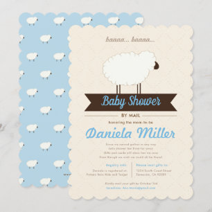 Invitación Baby Shower suave azul de cordero pequeño por corr