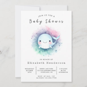 Invitación Baby Shower subacuático de ballenas en línea