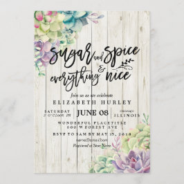 Invitación Baby Shower Sugar Spice Everything Nice Succults