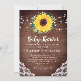 Invitación Baby Shower Sunflower Lace Babys Breath Floral