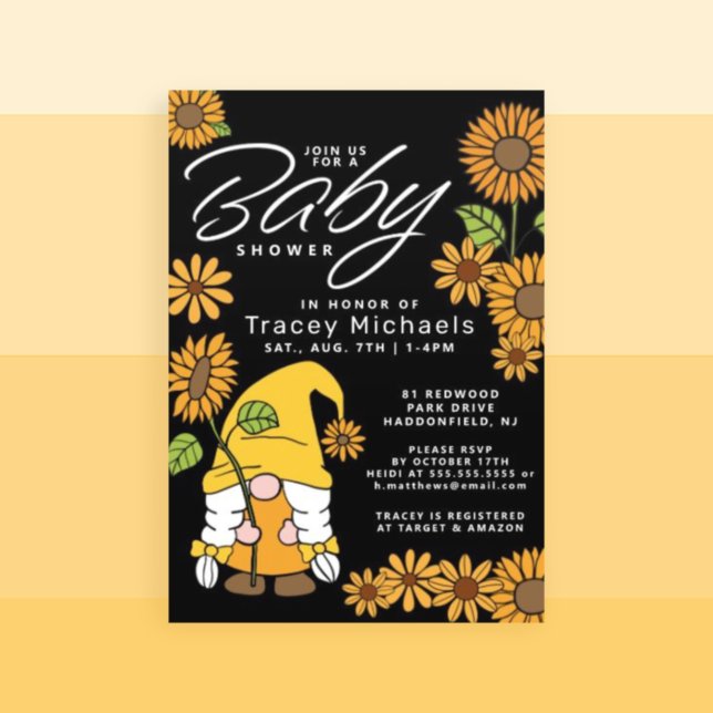 Invitación BABY SHOWER | Sunflower Sunshine Gnome (Subido por el creador)