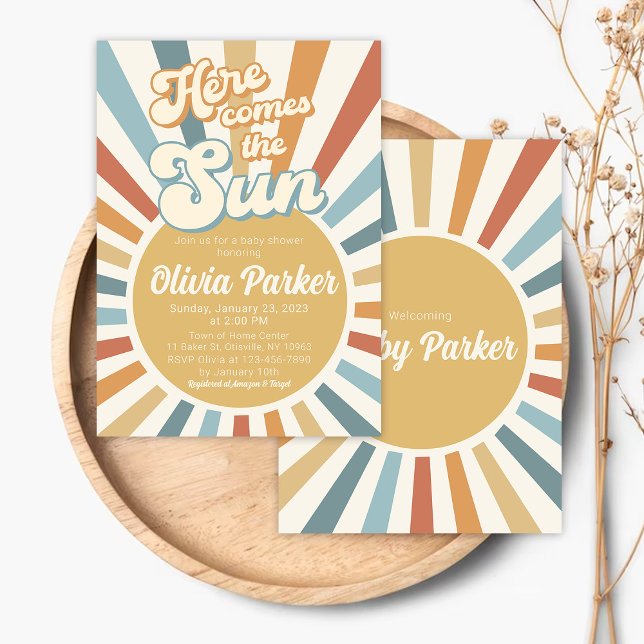 Invitación Baby Shower Sunshine Retro Vintage (Subido por el creador)