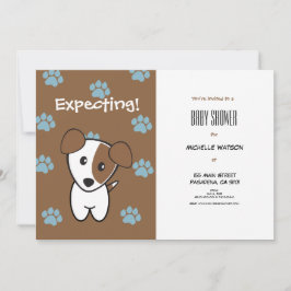 Invitación Baby Shower Super Cute Brown y Blue Terrier
