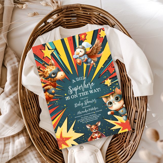 Invitación Baby Shower Superhéroe de animación divertida (Subido por el creador)