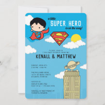 Invitación Baby Shower Superman Super Hero