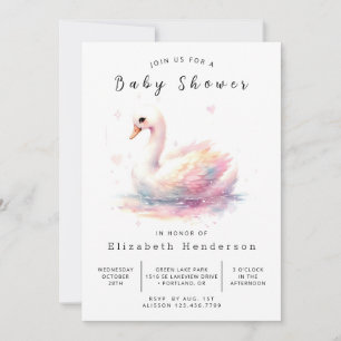 Invitación Baby Shower Swan editable moderno