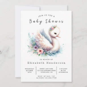 Invitación Baby Shower Swan simple editable
