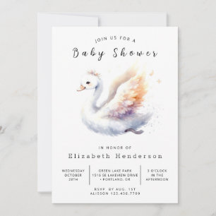Invitación Baby Shower Swan simple editable