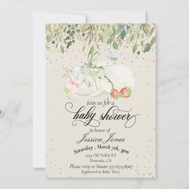 Invitación Baby Shower Sweet Bunny Gold Confetti (Anverso)