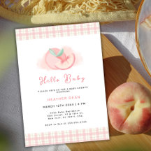 Baby Shower Sweet Pink Gingham Peach