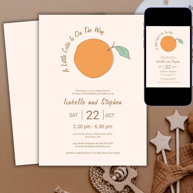 Invitación Baby Shower Tangerine Moderno Un Poco Cutie (Subido por el creador)