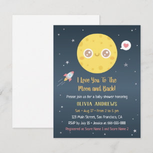 Invitación Baby Shower Te Amo Hasta la Luna y de Regreso