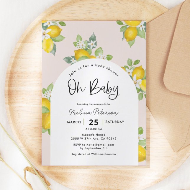 Invitación Baby Shower Tema de Citrus Summer Lemon (Subido por el creador)