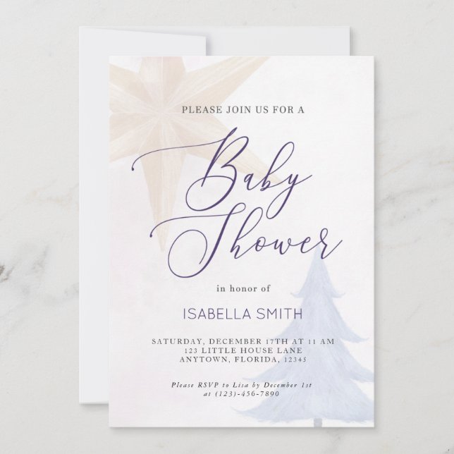 Invitación Baby Shower tema de invierno para Navidades de vac (Anverso)