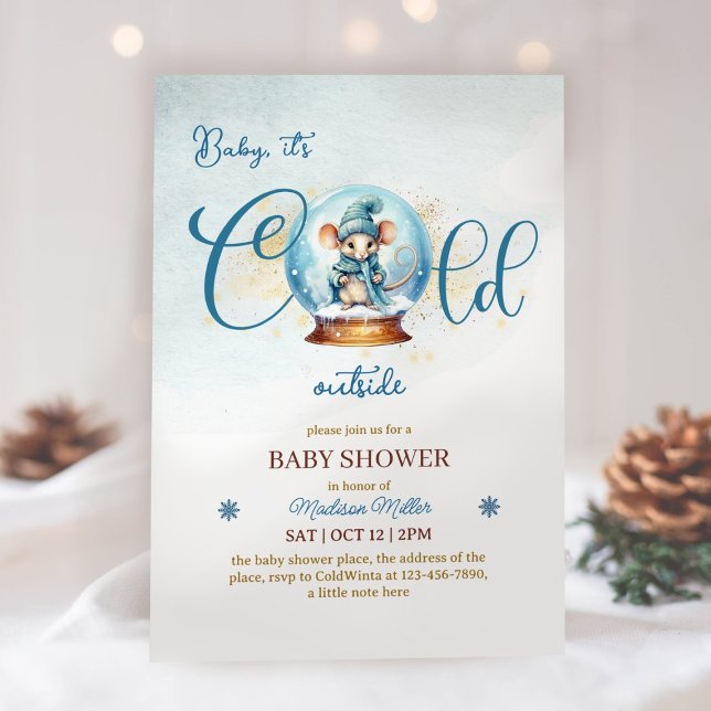Invitación Baby Shower, tema del invierno en el globo de niev (Subido por el creador)