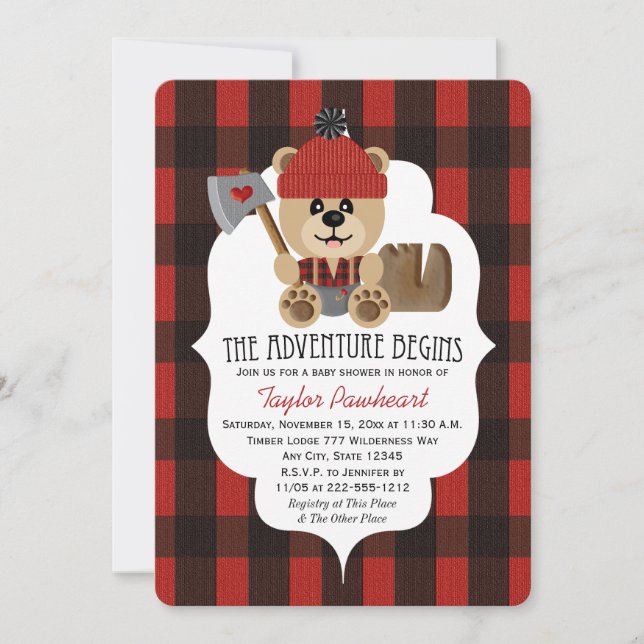 Invitación Baby Shower temática sobre el árbol silvestre Lumb (Anverso)