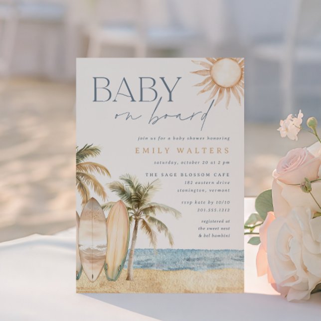 Invitación Baby Shower Temático Coastal Beach Surf (Subido por el creador)