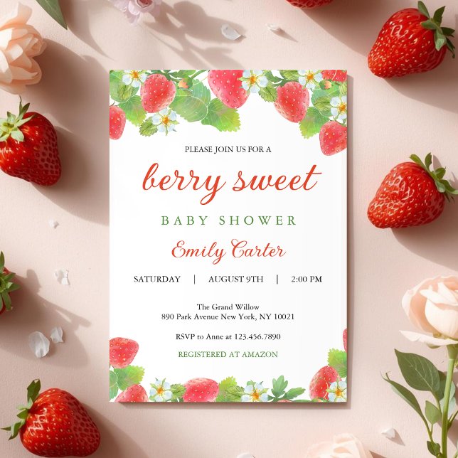 Invitación Baby Shower Temático de Fresa | Dulce de Frutas (Subido por el creador)