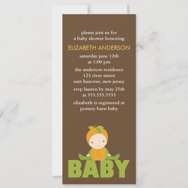 Invitación Baby Shower temático de otoño (Anverso)
