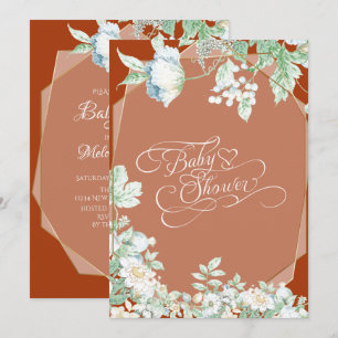 Invitación Baby Shower   Terracotta Wildflowers Berries