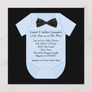 Invitación Baby Shower Tierno Niño Negro y Azul