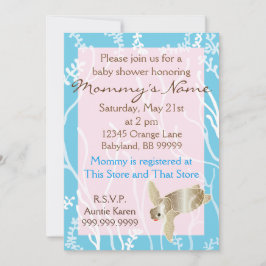 Invitación Baby Shower Tortuga rosa/turquesa