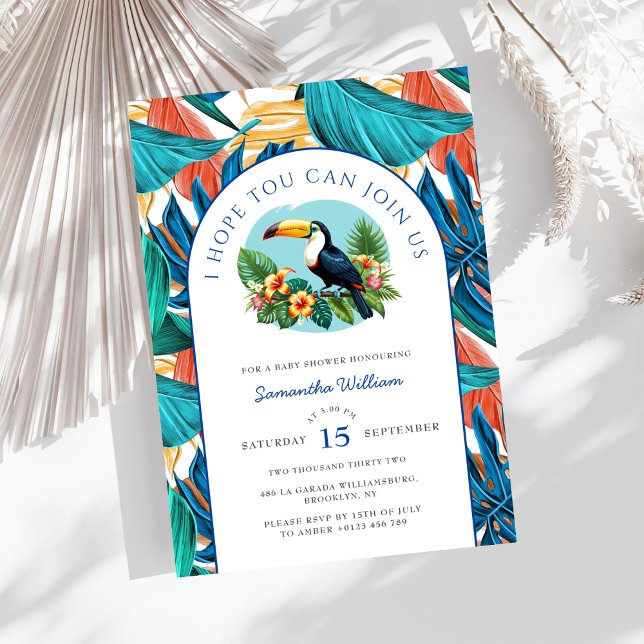 Invitación Baby Shower Toucan Tropical Vibrant Summers (Subido por el creador)