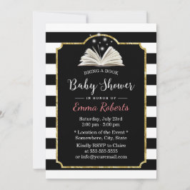 Invitación Baby Shower trae una solicitud de libros con franj