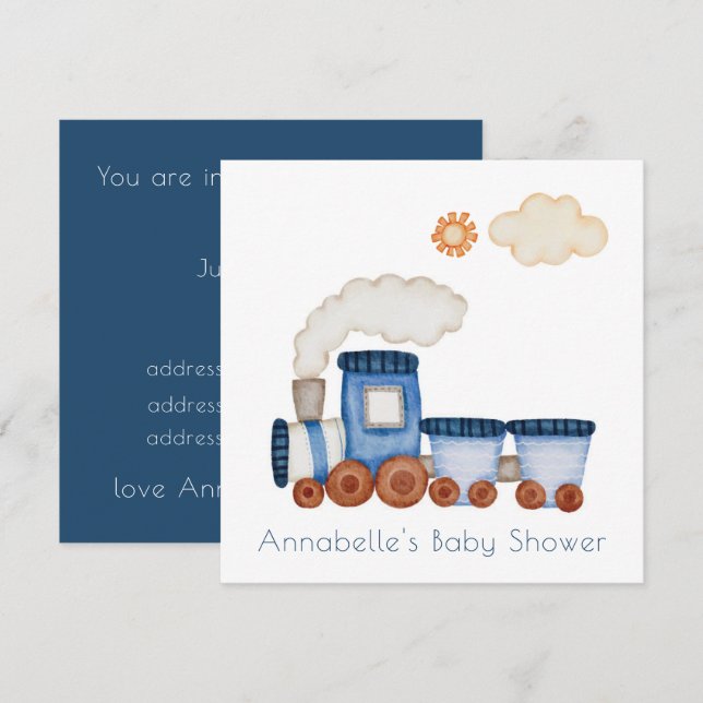 INVITACIÓN : BABY SHOWER : TREN DE JUGUETES (Anverso / Reverso)