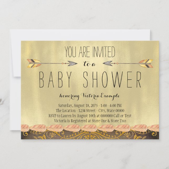 Invitación Baby Shower Tribal Arrow Boy (Anverso)
