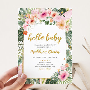 Invitación Baby Shower Tropical Floral Aloha