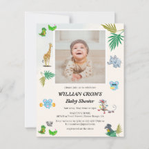 Baby Shower Tropical Greeny Forest Animals