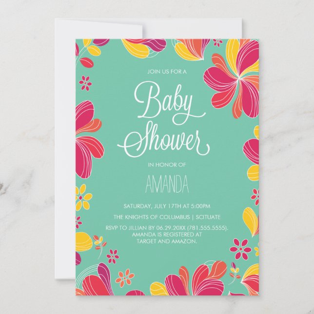 Invitación Baby Shower tropical luau de Hawái (Anverso)