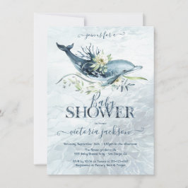 Invitación Baby Shower Tropical Ocean Dolphin