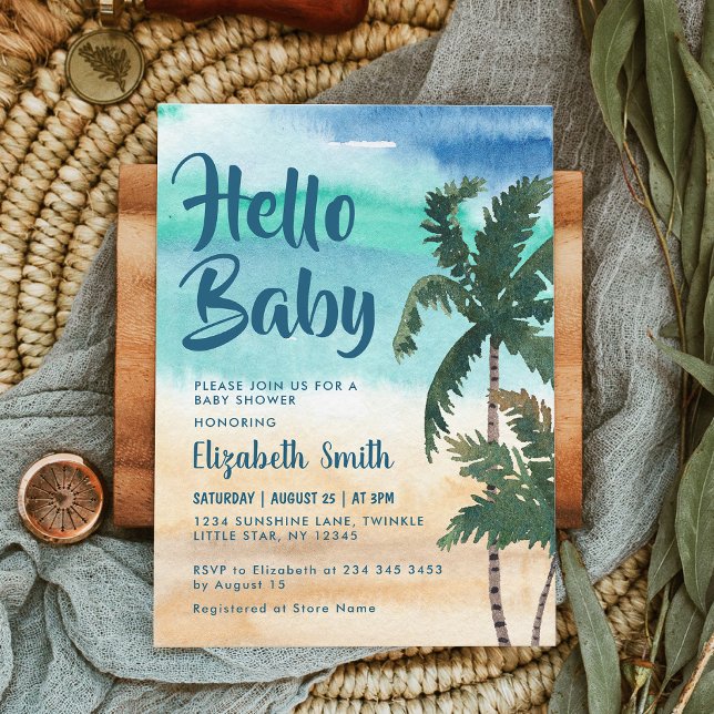 Invitación Baby Shower Tropical Palm Beach (Subido por el creador)
