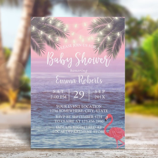 Invitación Baby Shower Tropical Palm Tree Beach (Subido por el creador)