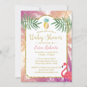 Invitación Baby Shower Tropical Pineapple & Palm Trees