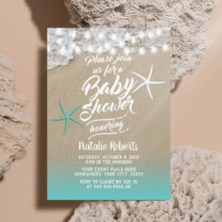 Invitación Baby Shower Tropical Summer Beach Starfish