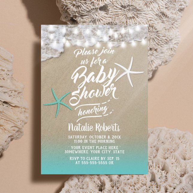 Invitación Baby Shower Tropical Summer Beach Starfish (Subido por el creador)