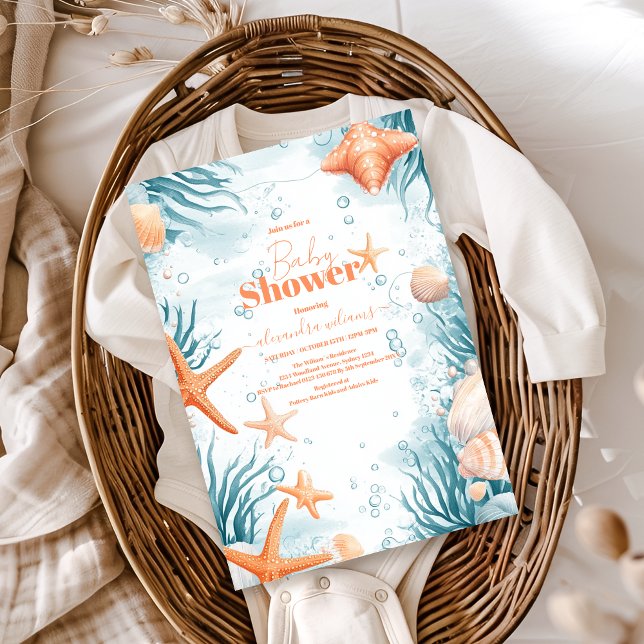 Invitación Baby Shower Tropical Summer Beach Starfish (Subido por el creador)