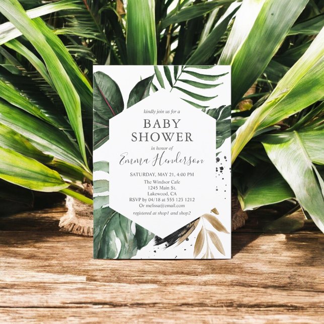Invitación Baby Shower Tropical Summer Greenery (Subido por el creador)