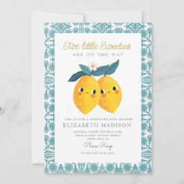 Invitación Baby Shower Twin Little Sweeties Lemon Citrus