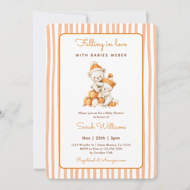 Invitación Baby Shower Twin Pumpkin (Anverso)