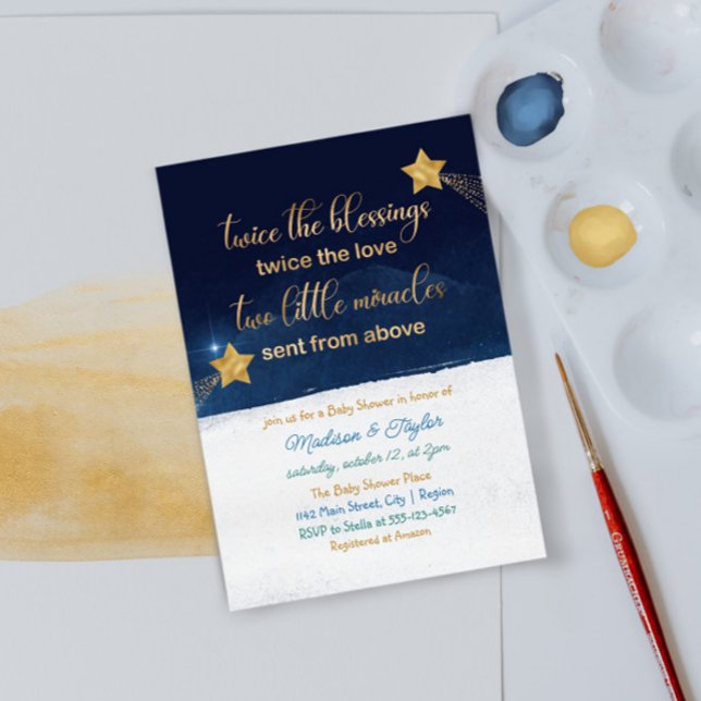 Invitación Baby Shower Twin Star Magic Shooting (Subido por el creador)