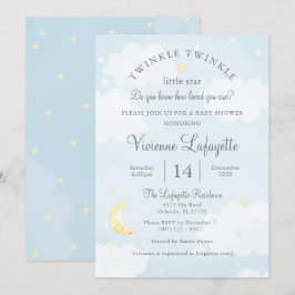 Invitación Baby Shower Twinkle Little Star and Moon Sky