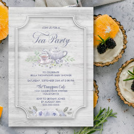 Invitación Baby Shower, un Fiesta ruso de té de madera