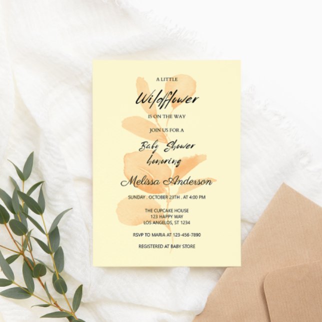 Invitación Baby Shower, un pequeño Chica de flores silvestres (Subido por el creador)