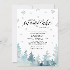 Invitación Baby Shower, un pequeño vaso de nieve, árboles de